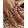 12 Pièces Ensemble de Bague Cœur Géométrique Aile - Argent 
