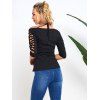 Cut Out Lace Up Half Sleeve Top Open Shoulder Casual Top - BLACK XXL