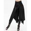 Gothic Skirt Lace Up Open Front Skirt Plain Color Midi Irregular Handkerchief Skirt - BLACK M