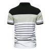 T-shirt de Sport Décontracté à Imprimé Rayure en Blocs de Couleurs à Quart Bouton à Col Relevé - multicolor XL