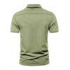 Short Sleeve Letter Appliques T-shirt A Quarter Button Turndown Collar Sport Tee - LIGHT GREEN XXXL