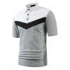 T-shirt de Sport Boutonné Panneau en Blocs de Couleurs Manches Courtes à Col Relevé - multicolor XXL