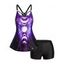 Ensemble de Bikini de Bain Tankini Rembourrée à Imprimé Lune en Treillis à Bretelle de Swimwear de Vacance - Noir S