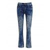 Jean Droit Long Lavage à L'Acide Zippé à Taille Haute en Denim - Bleu L