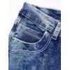 Acid Wash Jeans Zipper Fly Pockets High Waisted Straight Long Denim Pants - BLUE M