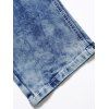 Acid Wash Jeans Zipper Fly Pockets High Waisted Straight Long Denim Pants - BLUE L