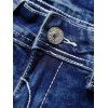 Acid Wash Jeans Zipper Fly Pockets High Waisted Straight Long Denim Pants - BLUE L