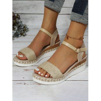 

Buckle Strap Thick Platform Trendy Outdoor Sandals, Apricot