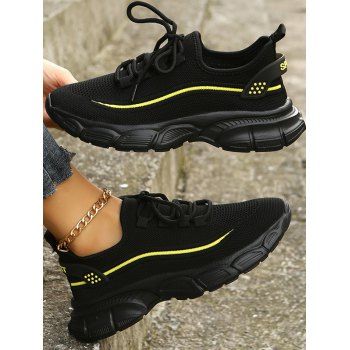 

Lace Up Thick Platform Breathable Outdoor Sports Shoes, Black