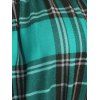 Off The Shoulder Corset Waist Puff Sleeve Plaid Top And Lace Panel Elastic Waist Capri Leggings Outfit - multicolor S