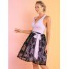 Mini Robe Ligne A Superposée Plongeante Feuille en Dentelle Transparente sans Manches à Volants - Violet clair L