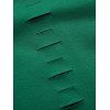 Colorblock Panel Ripped T-shirt Cinched Short Sleeve V Neck Casual Tee - DEEP GREEN S