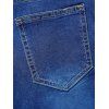 Skinny Jeans Embroidery Flower Butterfly Rhinestone Zipper Fly Pockets Long Denim Pants - DEEP BLUE M