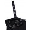 Robe Mi-Longue Ligne A Embellie de Chaîne en Couleur Unie sans Manches à Taille Haute - Noir XL