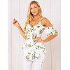 Flower Print O Ring Cold Shoulder Tank Top - WHITE S