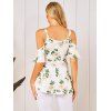Flower Print O Ring Cold Shoulder Tank Top - WHITE S