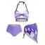 Ensemble de Bikini de Bain Matelassé à Imprimé Papillon à Taille Haute à Col Halter Trois Pièces de Swimwear - Pourpre XL