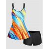 Ensemble de Bikini de Bain Tankini Rembourré Imprimé Coloré à Bretelle Ajustable Deux Pièces de Swimwear - multicolor M