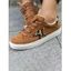 Leopard Print Star Lace Up Flat Platform Casual Outdoor Shoes - Bronze EU 42