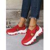 Colorblock Slip On Thick Platform Cut Out Casual Outdoor Shoes - RED EU 43