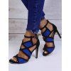 Two Tone Color Cut Out Buckle Strap High Heels Open Toe Casual Outdoor Sandals - ROSE RED EU 42