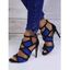 Two Tone Color Cut Out Buckle Strap High Heels Open Toe Casual Outdoor Sandals - Bleu EU 40