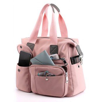 

Multi Pockets Nylon Zipper Travel Handbag, Light pink