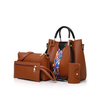 

4 Pcs Mother Bag Colored Printed Large Capacity Crossbody Bags Set, Coffee