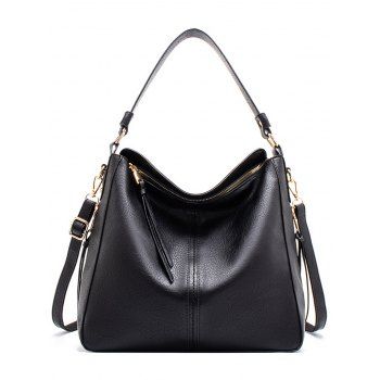 

Tassel Zipper PU One Shoulder Bag Tote Bag, Black