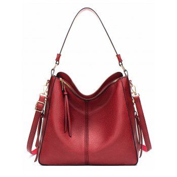 

Tassel Zipper PU One Shoulder Bag Tote Bag, Deep red