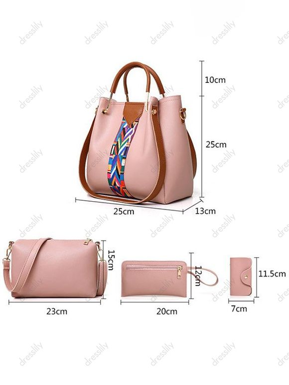 4 Pièces Ensemble de Sac à Bandoulière Coloré Imprimé avec Grande Capacité - Rose clair 