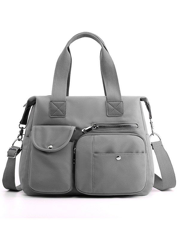 Multi Pockets Nylon Zipper Travel Handbag - GRAY 
