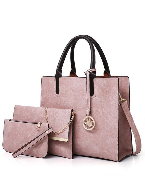 3 Pièces Ensemble de Sacs à Bandoulière en Cuir PU Ornés de Large Capacité - Rose clair 