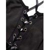 Mini Robe Ligne A à Carreaux Imprimé à Bretelle Bouclée à Lacets - Noir S