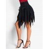 Lace Up Layered Asymmetric Skirt Solid Color Handkerchief Skirt - BLACK L