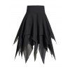 Lace Up Layered Asymmetric Skirt Solid Color Handkerchief Skirt - BLACK XXL