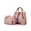 4 Pcs Mother Bag Colored Printed Large Capacity Crossbody Bags Set - LIGHT PINK 