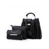 3 Pcs Bags Set Plain Color Fringed One Shoulder Bags - BLACK 
