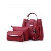 3 Pcs Bags Set Plain Color Fringed One Shoulder Bags - DEEP RED 