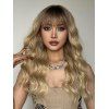Ombre Full Bang Wavy Long Synthetic Wig - LIGHT KHAKI 24INCH