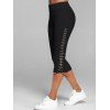 Legging Moulant Faux Deux Pièces à Lacets et Crâne - multicolor S