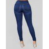 Ripped Jeans Zipper Fly Pockets Long Casual Skinny Denim Pants - BLUE L