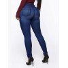 Ripped Jeans Zipper Fly Pockets Long Casual Skinny Denim Pants - BLUE M