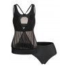 Maillot de Bain Tankini Superposé Matelassé en Maille sans Dos - Noir XL