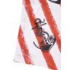 Maillot de Bain Tankini Contasté à Col Halter Imprimé Ancre et Rayures pour Vacances - Bleu profond M