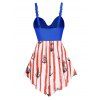 Modest Tankini Swimsuit Striped Anchor Print Twisted Swimwear Padded Tummy Control Vacation Bathing Suit - DEEP BLUE XXL