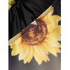 Plus Size Tankini Swimsuit Sunflower Print Halter Vacation Modest Swimsuit Padded Boyleg Bathing Suit - YELLOW 4X