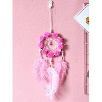 

Rose Faux Feather Hanging Wall Trendy Dream Catcher Home Decor, Light pink