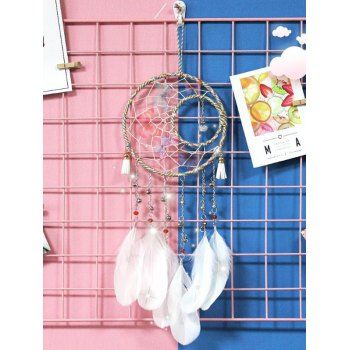 

Butterfly Artificial Crystal Bell Fringe Faux Feather Hanging Wall Dream Catcher Home Decor, White