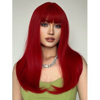 

Straight Full Bang Long Capless Cosplay Synthetic Wig, Red